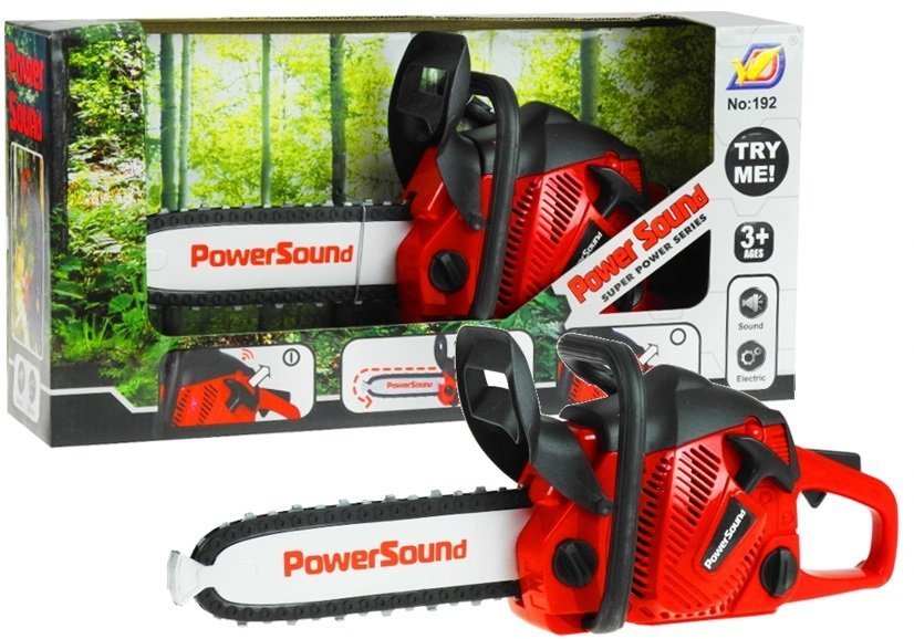 Detská reťazová píla so zvukom červená