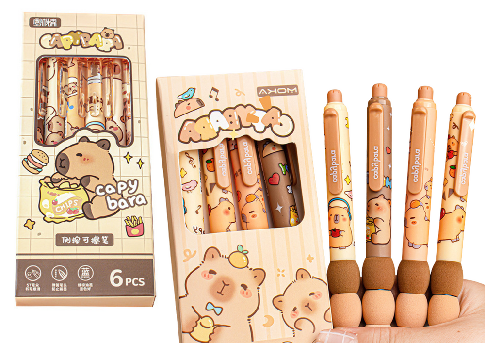 mamido Súprava perá s kapybarou 6 kusov modrý atrament