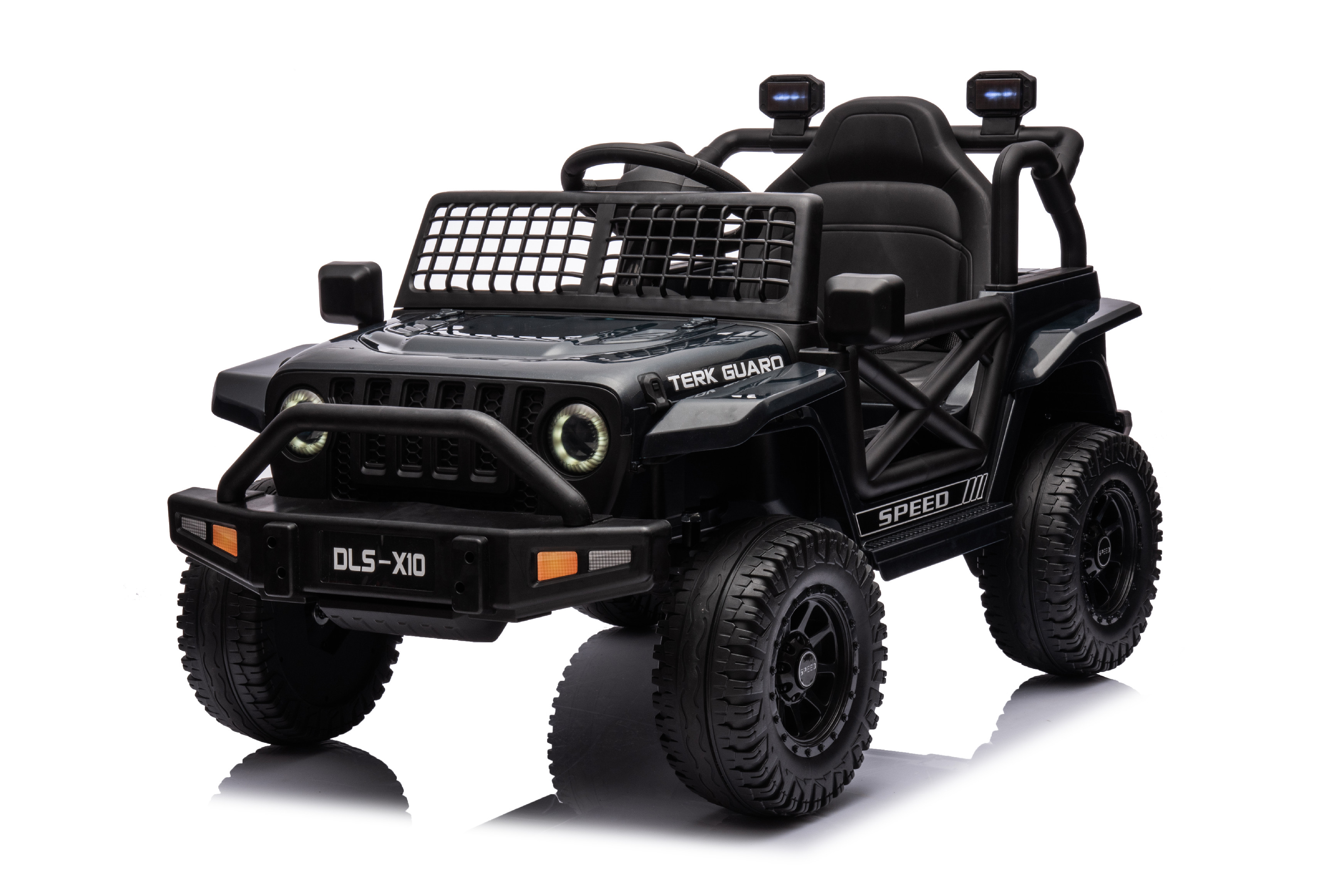 Mamido Mamido Elektrické autíčko OFFROAD čierne 12V Vysoký podvozok, široké sedadlo, Odpružené nápravy, 2,4 GHz Diaľkové ovládanie LED svetlá