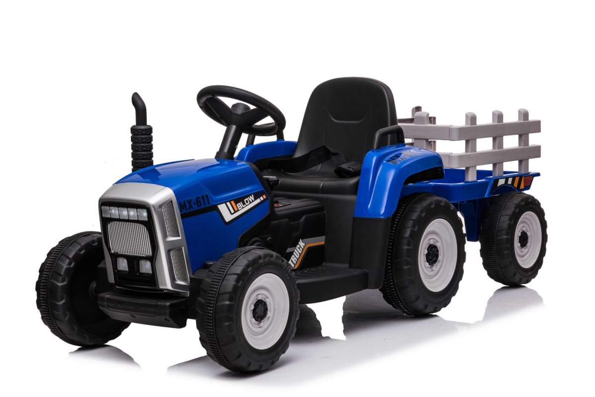 Elektrický traktor s vlečkou Blow modrý