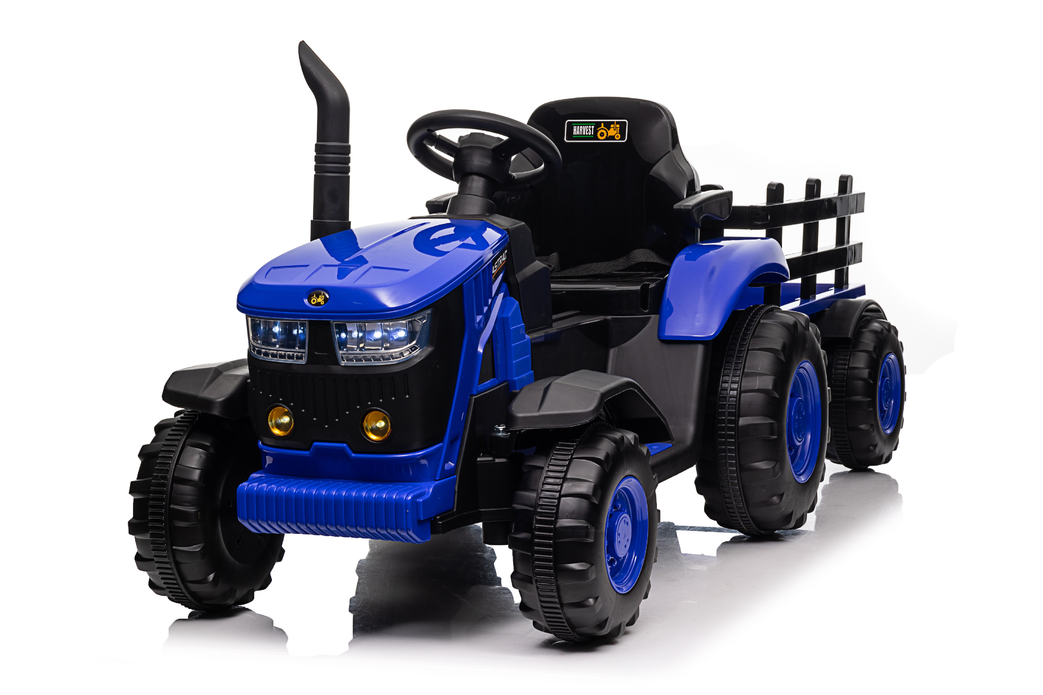 Detský elektrický traktor s vlečkou 12V 7Ah modrý
