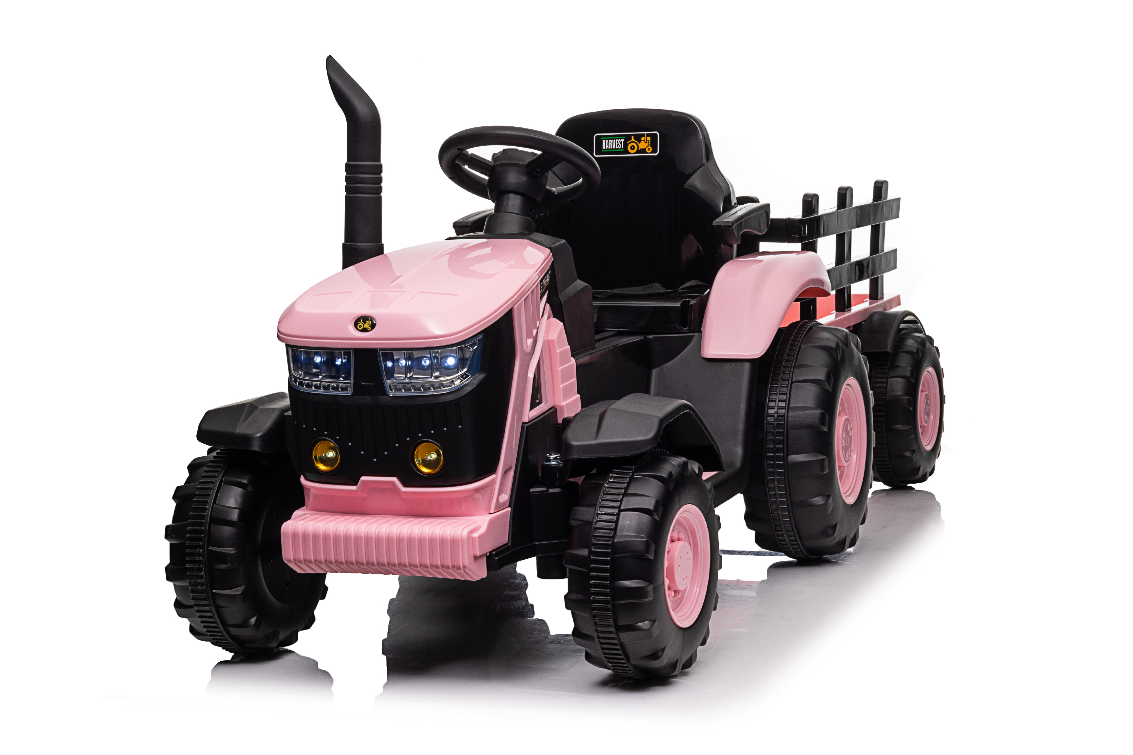 Detský elektrický traktor s vlečkou 12V 7Ah ružový