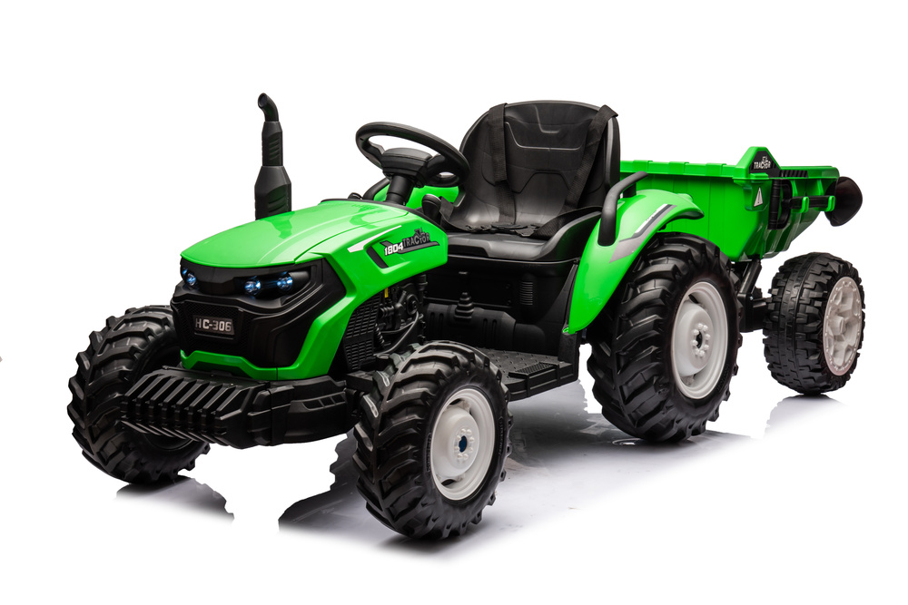 mamido Elektrický traktor s prívesom pre deti HC-306 24V svetlo zelený
