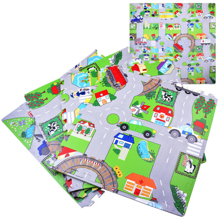 mamido Penové puzzle ULICE Mäkká podložka pre deti na hranie 120x120 cm ZA2510