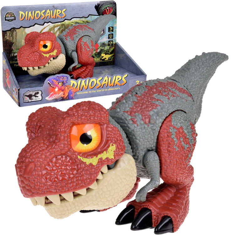 mamido Pohyblivý DINOOSAUR Tyranosaurus Rex Zvuk + svetlo ČERVENÝ ZA5589