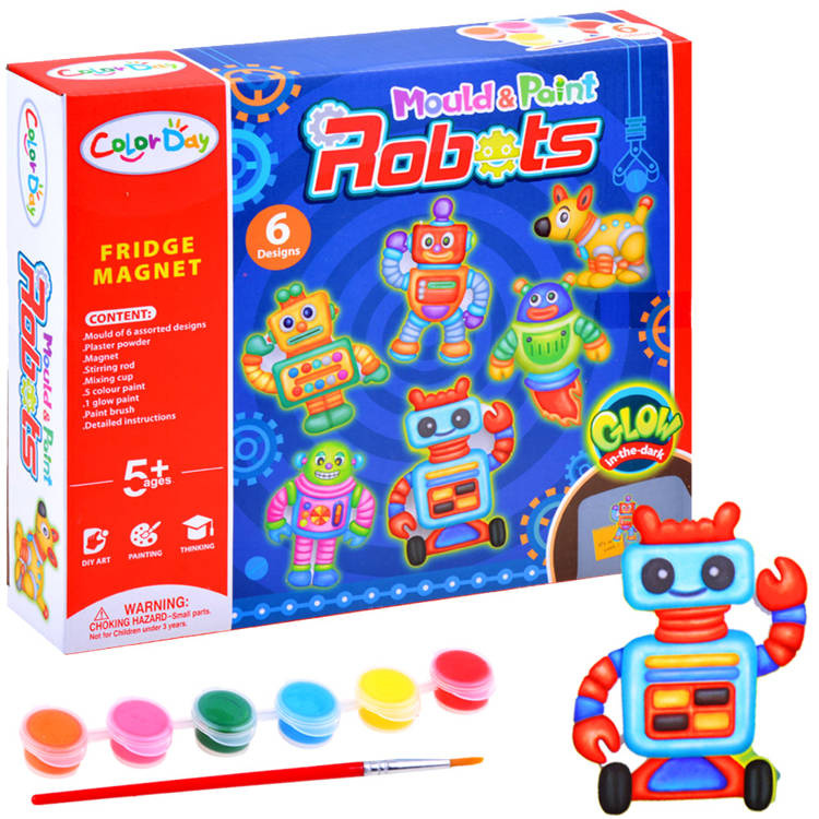 mamido Sada vyrob si sám magnety Roboti sadra farby ZA3278