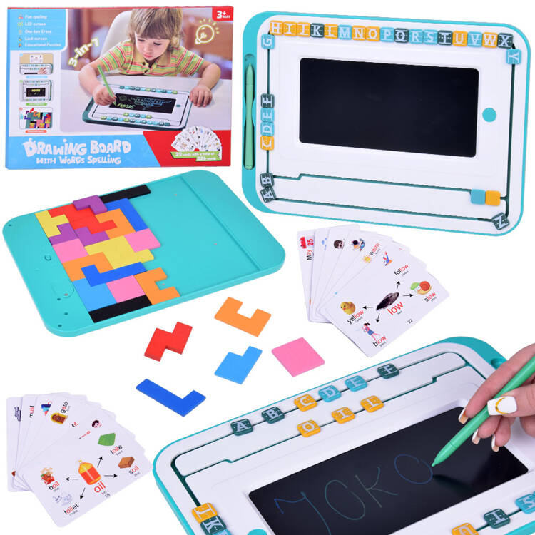 mamido Vzdelávacia sada 3v1 LCD tabuľa + karty na výučbu angličtiny TA0113