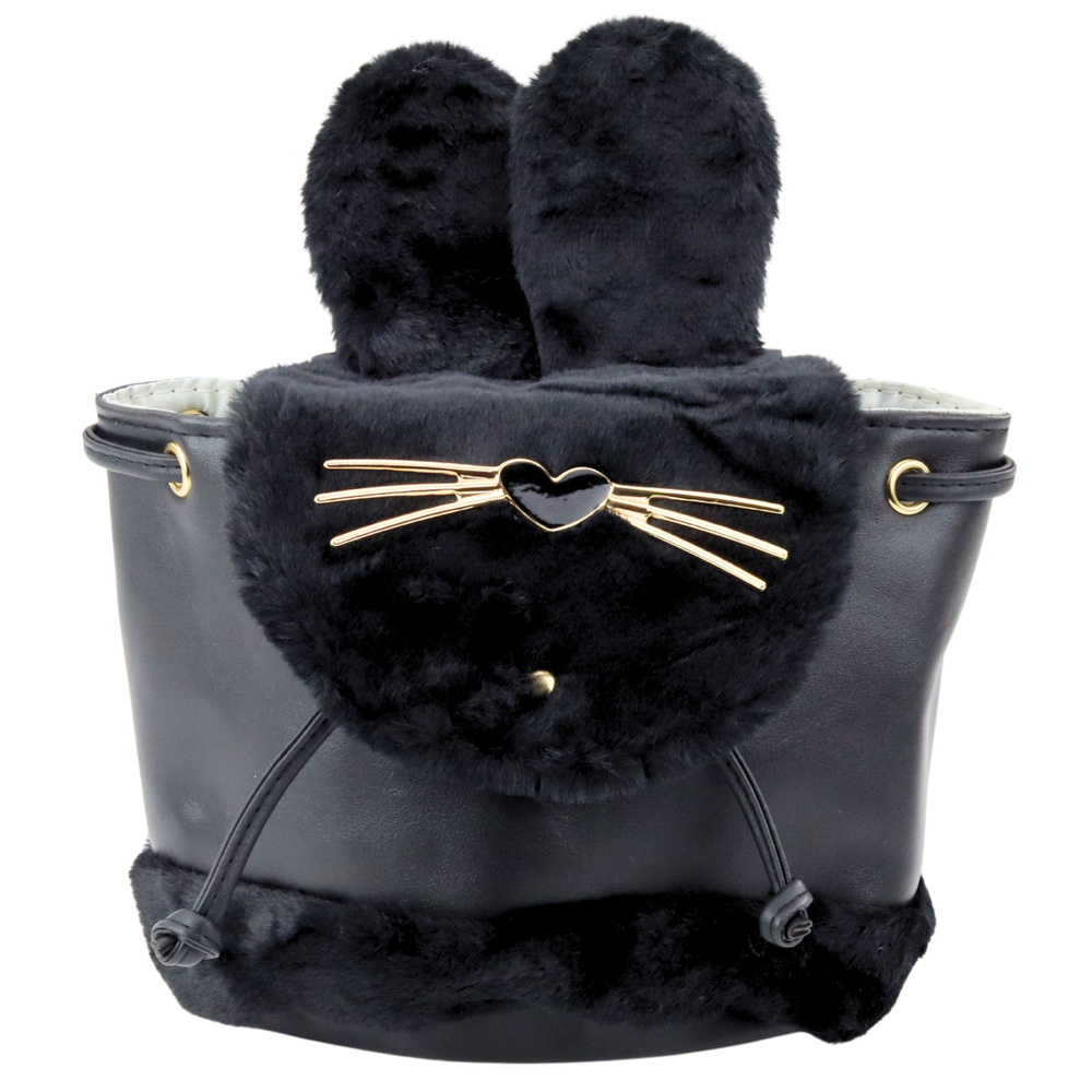 Detský batoh s plyšovými ušami 22cm 4L čierny