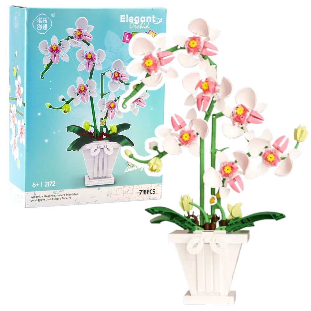 mamido Stavebnica orchidea v kvetináči 718 dielov