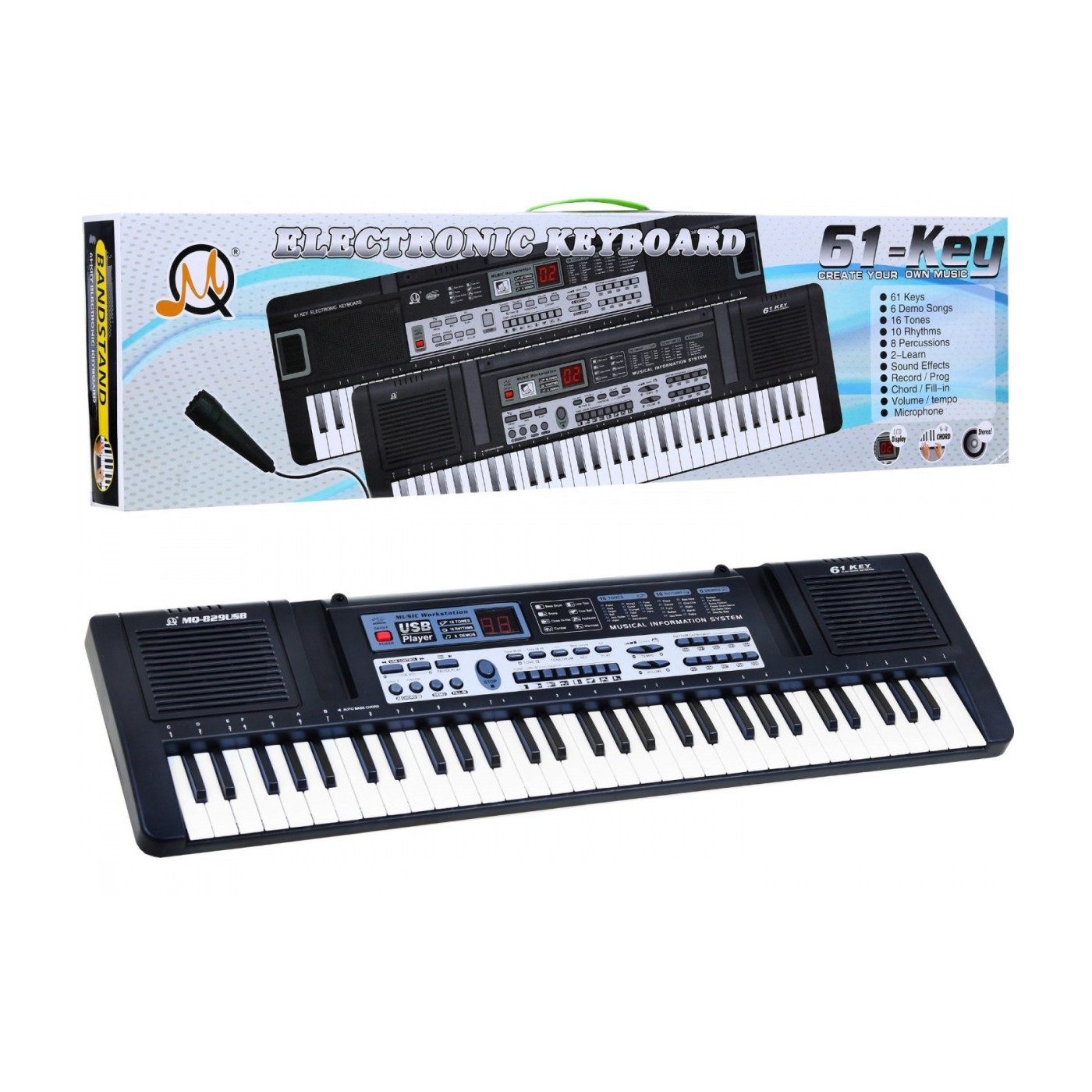 Detský hudobný keyboard s mikrofónom a USB vstupom čierny