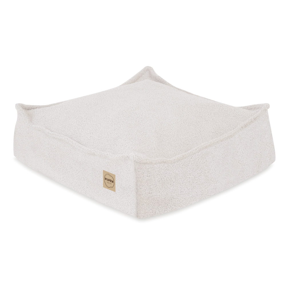 PLUSH NEST PLUSH NEST Podlahový puf štvorcový Krémový baránok 60 × 60 cm
