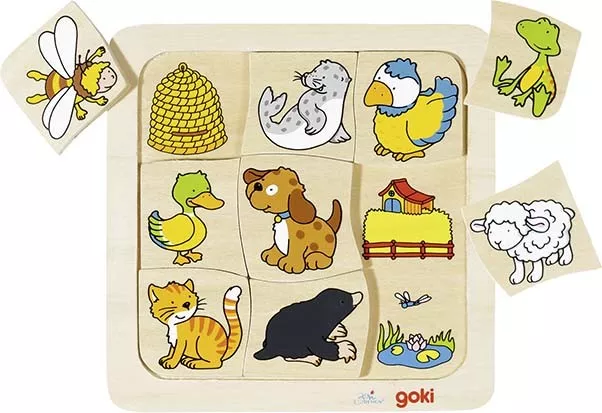 Goki Goki Drevené puzzle – Kto kde býva?