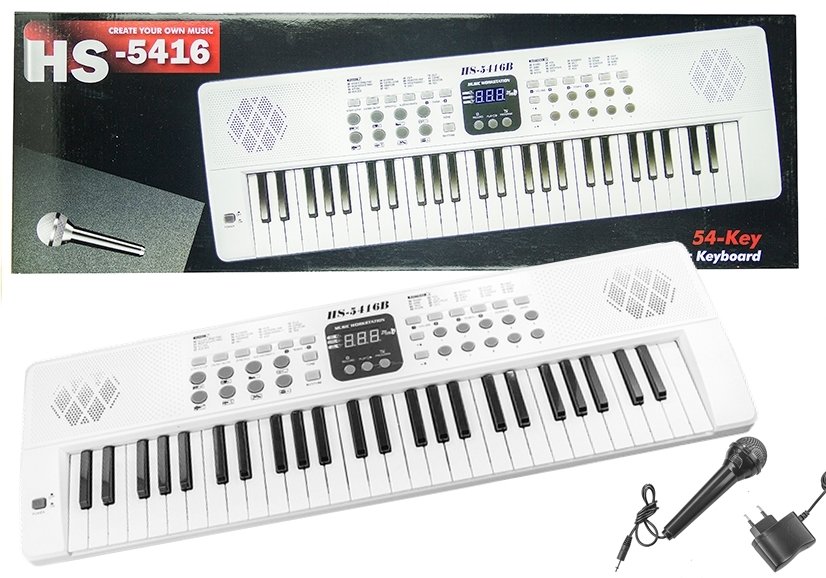 Veľký detský keyboard s mikrofónom biely
