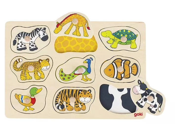 Goki Goki Puzzle s drevenými úchytkami, 9 dielikov