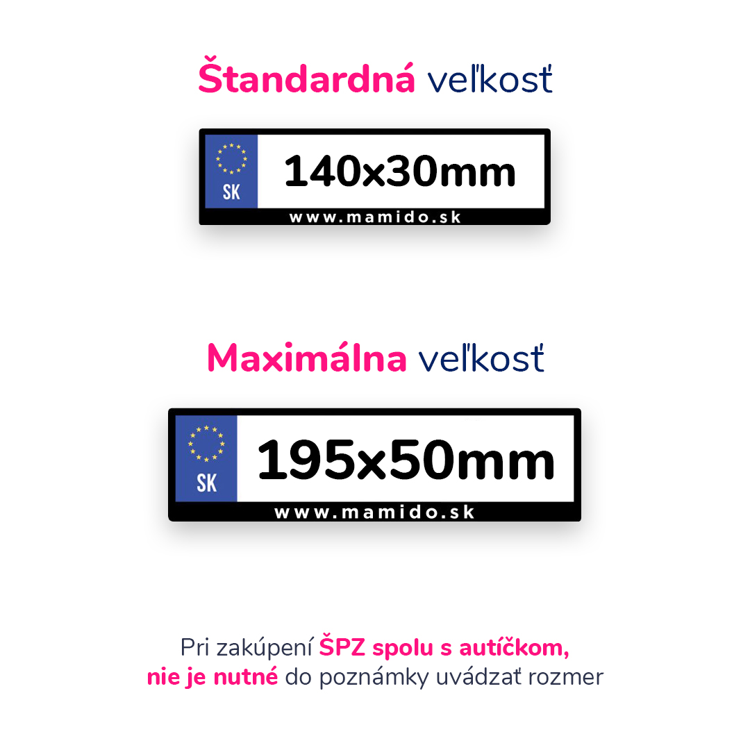 Vlastná ŠPZ s nápisom na elektrické autíčko
