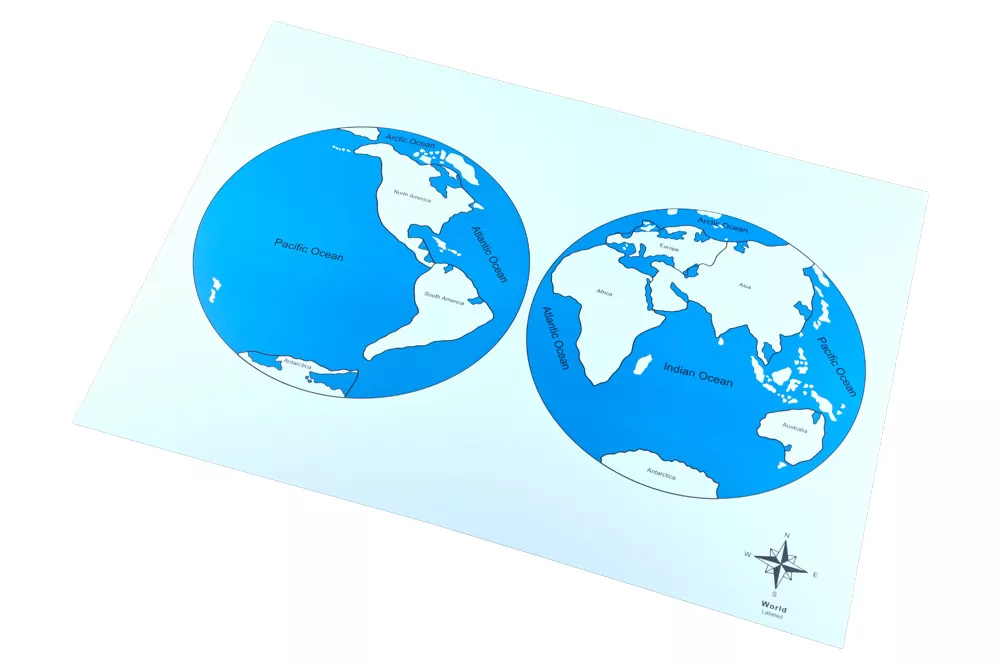 Moyo Montessori Moyo Montessori Kontrolná mapa - sveta - s popiskami
