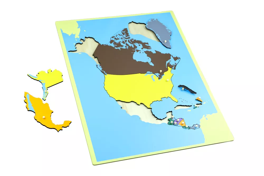 Moyo Montessori Moyo Montessori Puzzle - mapa Severná Amerika - bez rámčeka