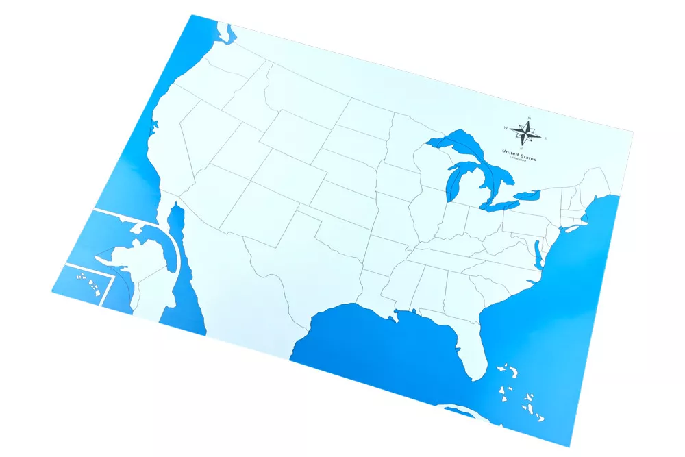 Moyo Montessori Moyo Montessori Kontrolná mapa - USA Nová - bez popisov