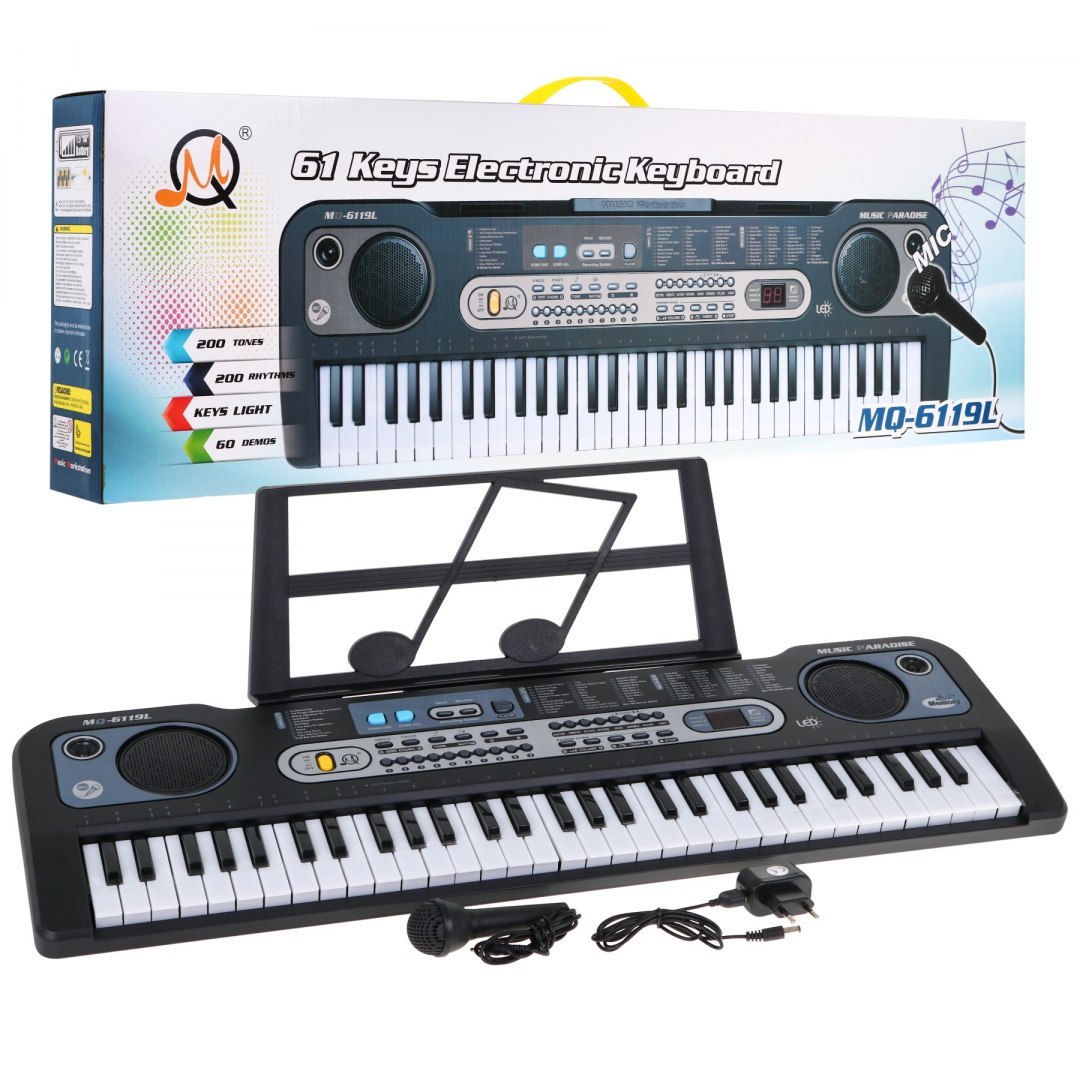 Detský keyboard s mikrofónom čierny
