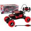 Cervené terénne ovládané diaľkovo elektrické autíčko R/C 1:18