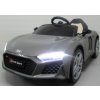 Elektrické autíčko Audi R8 Sport v šedom prevedení, EVA kolesami a koženým ovládačom