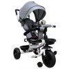Trojkolka T4 šedá R-Sport s otáčaním o 360 stupňov a kolesá EVA