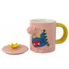 Hrnček s pokrievkou Dinosaurus Ružový Dinosaurus 400 ml