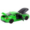 Kovové športové auto s trecím pohonom, otváracie časti, mierka 1:24 zelené