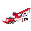 Nákladné auto so žeriavom dva háky kovové bielo-červené so svetlami a zvukmi
