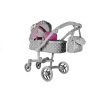 mamido Kočárek pro panenky Alice šedo růžový s puntíky1