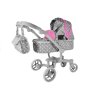 mamido Kočárek pro panenky Alice šedo růžový s puntíky2