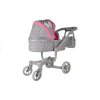 mamido Kočárek pro panenky Alice šedo růžový s puntíky3