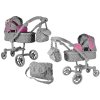 mamido Kočárek pro panenky Alice šedo růžový s puntíky