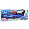 Montážne autíčko polícia s prívesom a štvorkolkou modrej