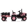 Detský elektrický traktor s vlečkou 12V 7Ah ružový