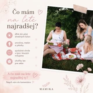 ☀️ Čo máš na lete najradšej? 🌞 dlhé dni plné slnka 🍉 melón, zmrzlina a pikniky 💛 spoločné chvíle s rodinou 🌸 chvíľku len...