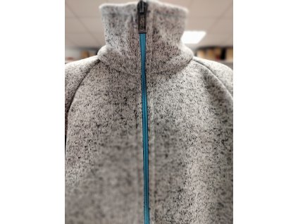 Dětský hřejivý svetr na zip - ŠEDÝ MELÍR S MODRÝMI LEMY A ZIPEM