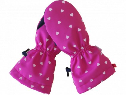 Softshellové rukavice PRODLOUŽENÉ s KOŽÍŠKEM - růžové + reflexní potisk