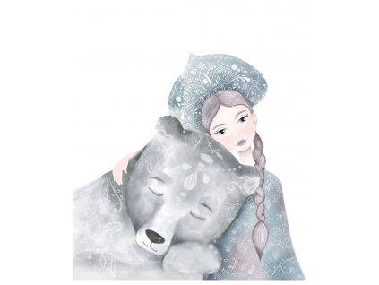 dívka s medvědem Kreslicí plátno 1