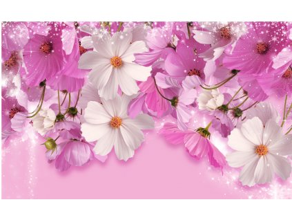 Koženkový panel  28x17cm růžové květy