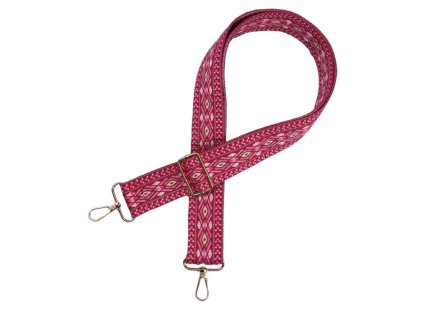Popruh s karabinami 120cm etno růžovočervený