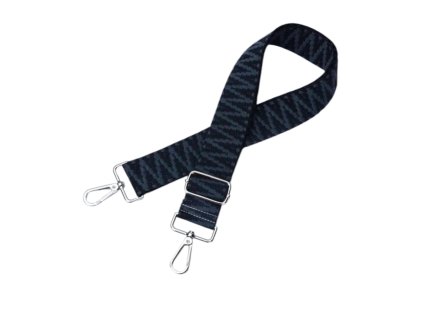Popruh s karabinami 120cm cikcak černý stříbrné kování