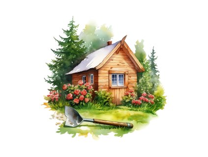 Koženkový panel  28x20cm domeček s motykou
