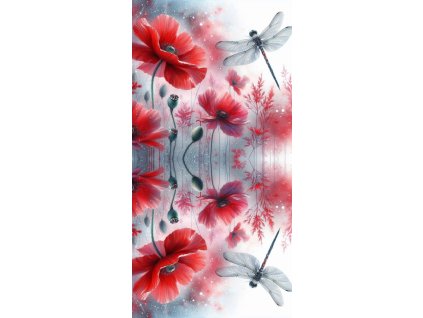 Zrcadlový panel 50x100cm máky s vážkou
