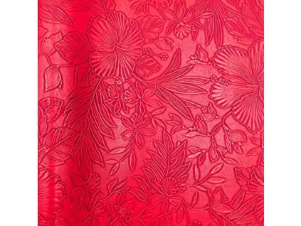 Koženkový panel relief 20x30cm ibišek červený