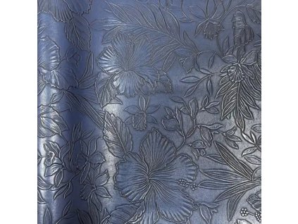 Koženkový panel relief 40x30cm ibišek tmavě modrý