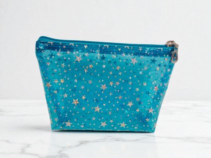 Fólie k šití transparentní 20x30cm hvězdičky glitter modré