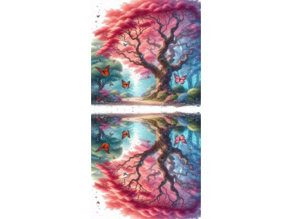 Zrcadlový panel 50x100cm podzimní strom s motýli