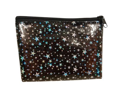 Fólie k šití transparentní 20x30cm hvězdičky glitter černá