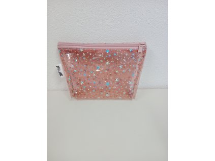 Fólie k šití transparentní 20x30cm hvězdičky glitter světle růžové